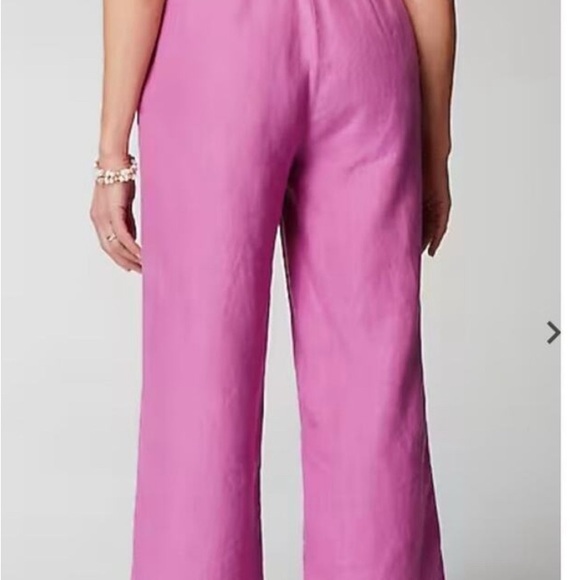 J. Jill Pink Wide-Leg 100% Linen Cropped Women's Pants - Picture 2 of 6